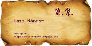 Matz Nándor névjegykártya